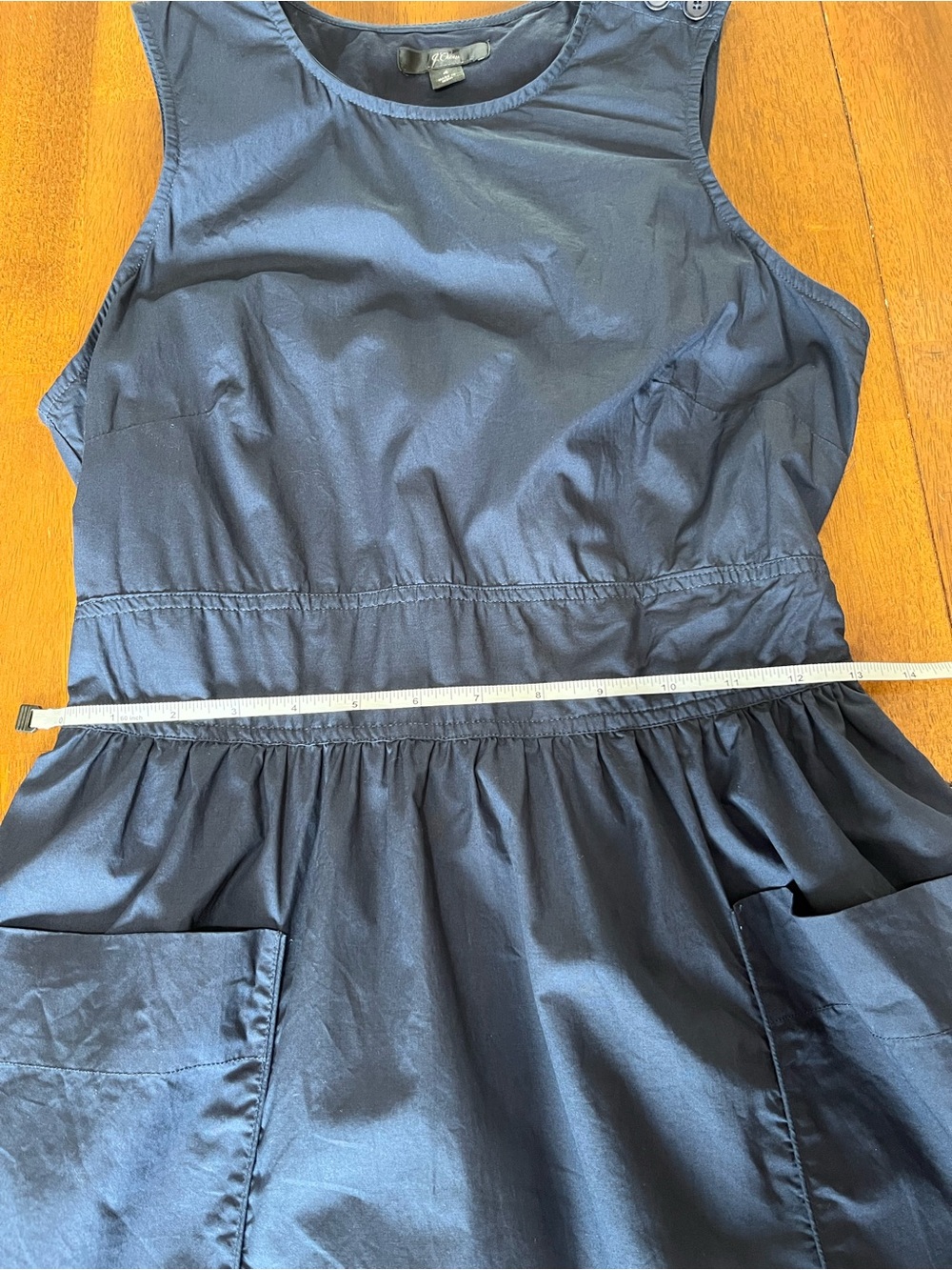 J. Crew Navy Sleeveless A-Line Midi Dress with Pockets - Picture 7 of 8